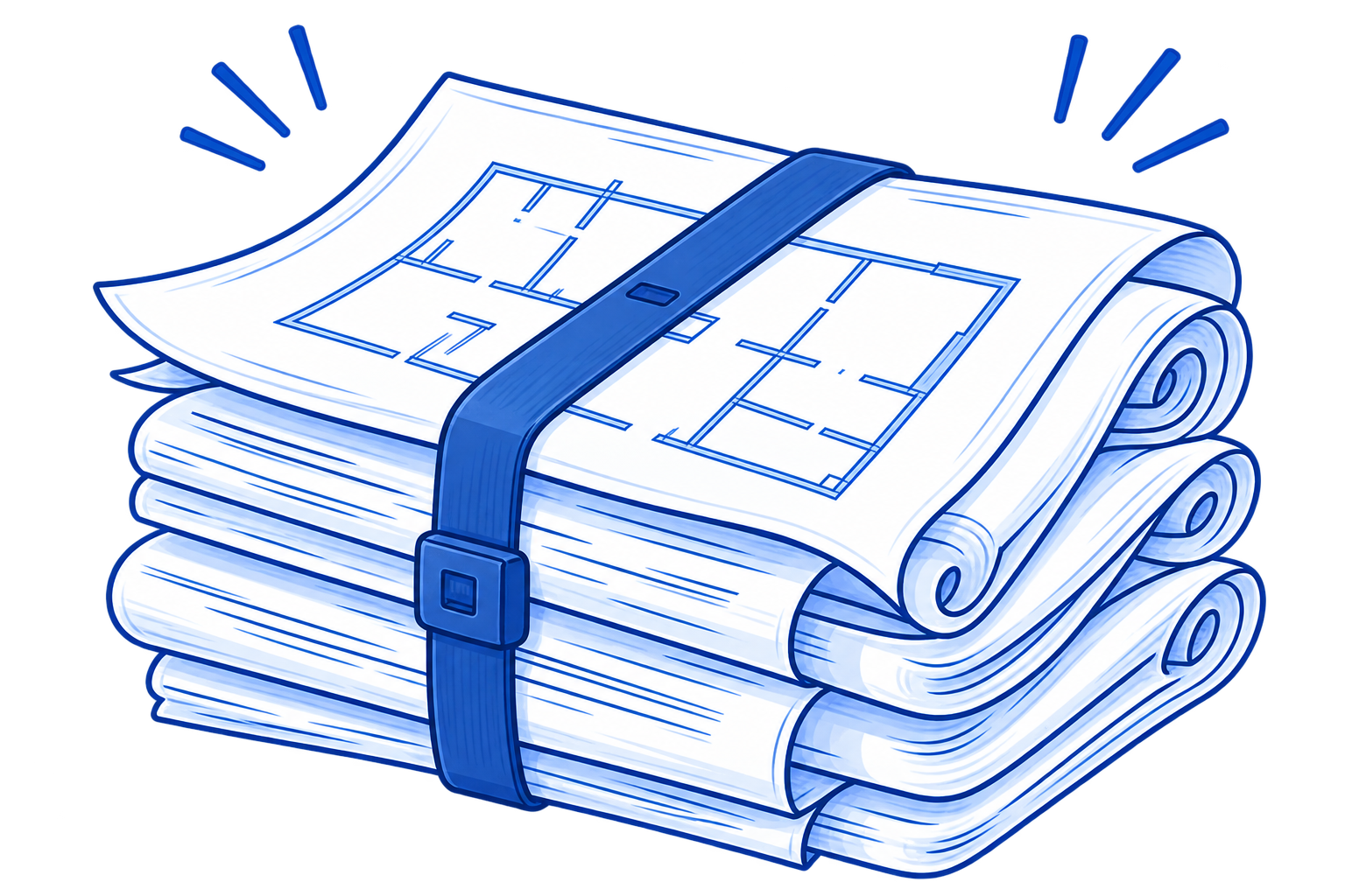 Bulky paper drawing sets on-site