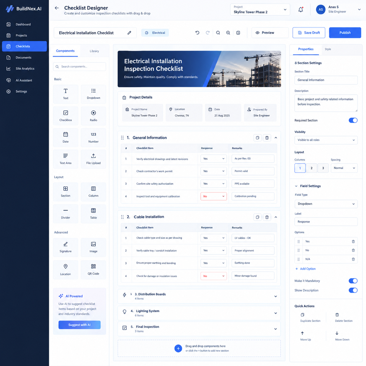 BuildNex.AI Visual Template Designer