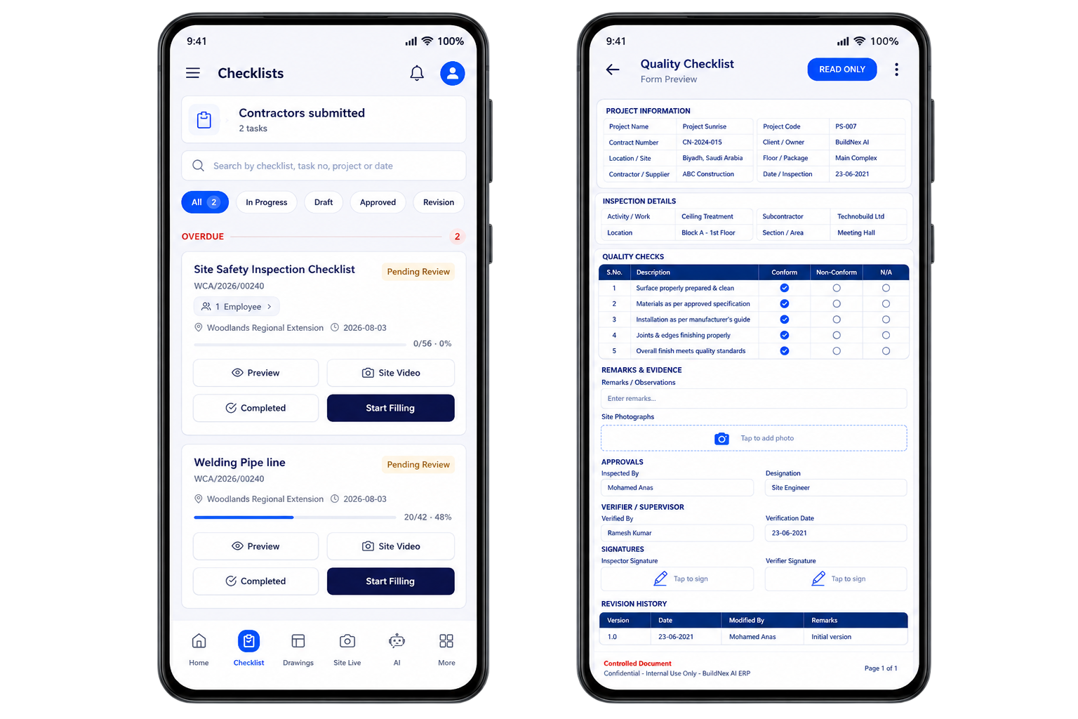 Mobile Checklist Execution and Sub Tasks